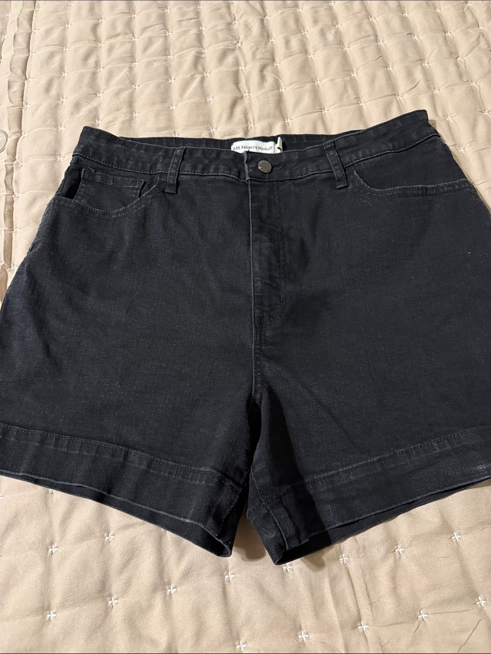 Rebecca Minkoff Black High-Rise Jean Shorts, 14